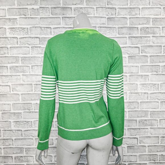 AMI Alexandre Mattiussi Heart Logo Stripe Sweater in Green size XL - Picture 3 of 11